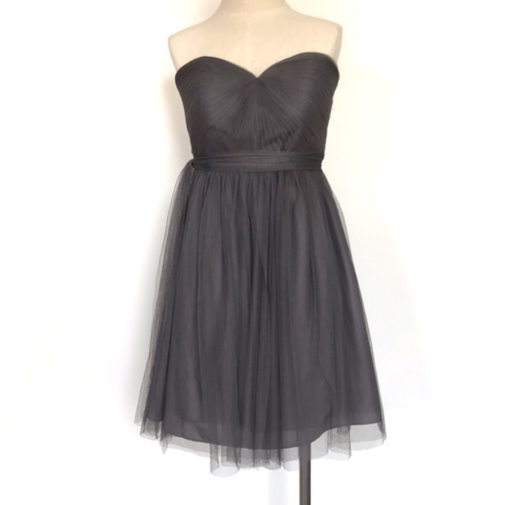 Jenny Yoo Wren Shadow Grey Strapless Bridesmaid Dress Size 8